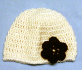 Flower Beanie - I sell my crocheted hats on Etsy. This is my most popular style.