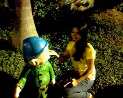 park - it's me taking pictures at the park with one of snowhite's seven dwarf