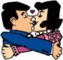 Illustration of kissers - Two people in an illustration kissing.