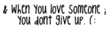 Love - When you love someone, you dont give up.