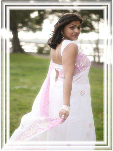 beautiful hot girl - beautiful hot girl wearing a white saree. probably she is trying to get into modelling.