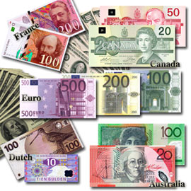 Colourful currency - An array of the world's currency