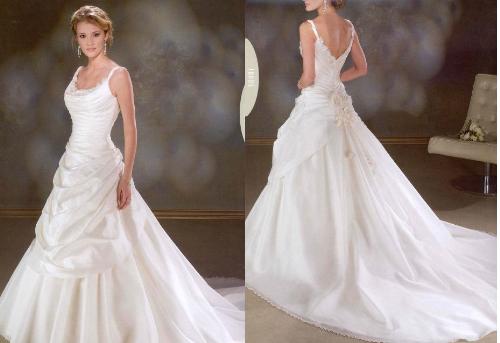 Wedding Gown - There are several styles to choose from, some typical designs will contrast with a fancy skirt with a plain top or a lace enclosed bodice with a plain skirt. Think of the dress that you see on many of the historic era romance books and you will see the flattering design of this romantic dress.