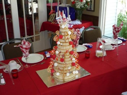 Our Wedding Cake - A traditional Danish marzipan wedding cake.