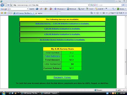 A.W.Survey - My account balance after doing 3 survey