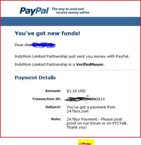 247bux payment  - a payment from 247bux, what a bonus