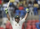ponting after century - ricky ponting celebrating his first century on indian soil.his first in 8 test matches he played so far..