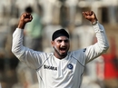 harbhajan - harbhajan celebrating the wicket of ricky ponting in first test at banglore..