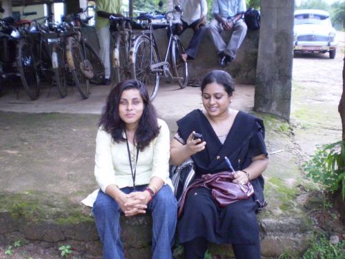 my girl friend with her room mate... - sitting and enjoying the environment...