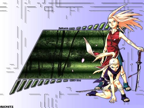 Eno & Sakura - Both were close friends when they were kids, and became rivals because of their love towards sasuke !