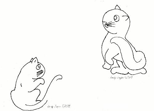 Two Kitties - Two kitties drawn by Sandy Frazier (c)2008