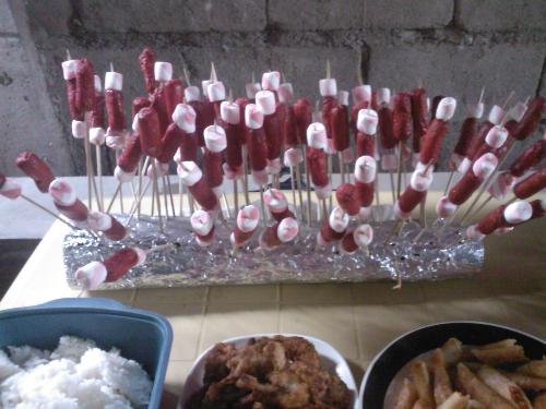 sophie's first birthday - hotdogs with marshmallows for kids and adults
