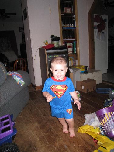grandson Gabe - Gabe wearing his superman pj's