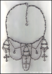 Gothic Style - One of a kind Gothic handmade necklace. Gunmetal chain,silver and gunmetal beads.