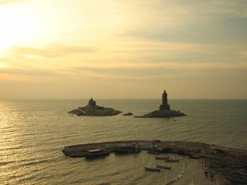 Kanyakumari- Vivekananda rock and 133m Thiru Vallu - This is the famous tourist destination in India and in Tamilnadu