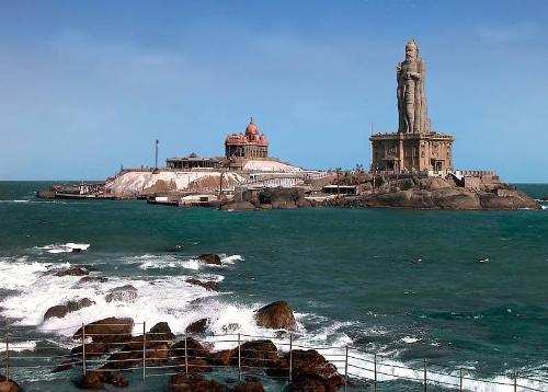 Kanyakumari- Vivekananda rock and 133m Thiru Vallu - This a famous tourist destination in India and in Tamilnadu