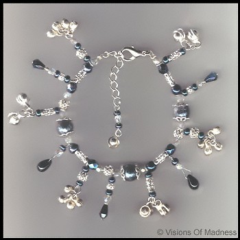 Midnight blue - midnight blue bracelet & silver beads and chain.