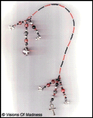 Bookmarker - red,silver & black charm bookmarker