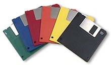 Floppies - The memory media that was popular when computers first came out.
Now thumb drives have taken over!