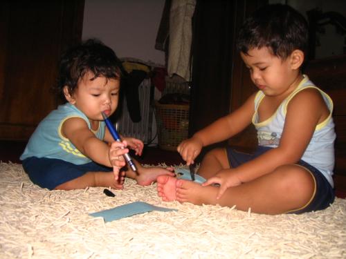 toddlers - play and learn time for toddlers. two boys age 1 and 2.
