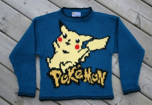 pokemon sweater - pikachu on the pokemon sweater.
