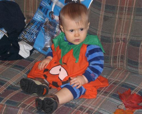 Grandson Gabe in Halloween Costume - Halloween 2007 My grandson dressed as a pumpkin