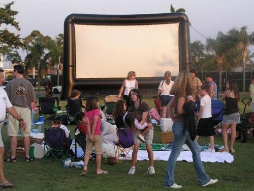 Inflatable Movie Screen - These are cheap and convenient as well.