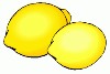 fruit two yellow lemons side by side - fruit is two yellow lemons side by side
