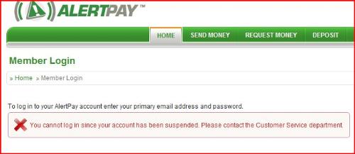 account suspended alertpay - alertpay have suspended my account