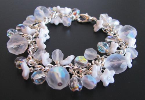 Snowflowers Bracelet - One of my latest creations. Czech beads and white flower cups are used to make this Winter bracelet. Available in my shop on Etsy