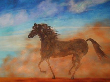 Dark Shadow - Oil painting of a horse.
