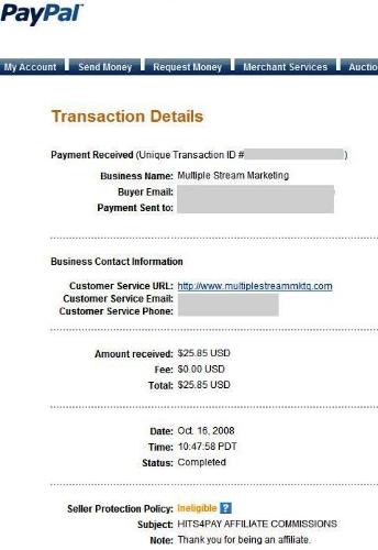 Hits4PayPayment - My 4th payment of 25.85