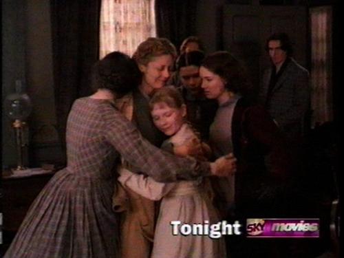 Little Women Hug - This is a still photo of the movie 'Little Women', when they have just learn that Mr. March is in the hospital and Mrs. March is about to go visit him.