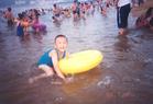 swim - this is the first time that she's in a real sea, and everybody was having fun.