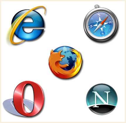 What internet browser do you use? - The logos of five main internet browsers.