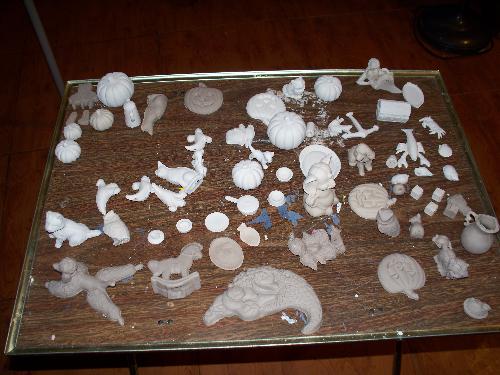 greenware poured today - this is some of the greenware from a day of pouring ceramics.