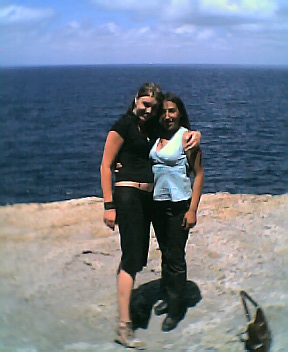 me and my sister inlaw, - we at a cliff face,  which is about 100 metres high .. looking over the cliff is beautiful, found a seal who got caught in a net once.. tried to save it, it sadly died.