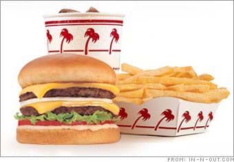 In-N-Out #1 - This is In-N-Out's famous Combo #1, Double-Double, fries, and a drink.