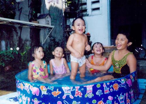 kids in pool... - kids having fun in pool.