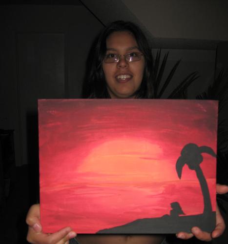 painting of tropical sunset - painting of a tropical sunset