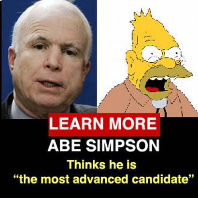 campaign ad for McCain by Grandpa Simpson - Grandpa Simpson tells all that John McCain is the best.
