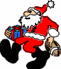 a picture of santa claus carrying a foot ball and  - a picture of santa claus carrying a foot ball and present