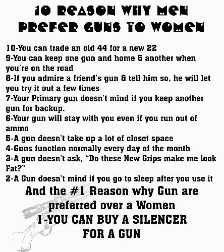 10 Reason why men prefer guns - One of many shirts you can find on my gallery.