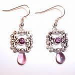 earrings - pink dangling earrings