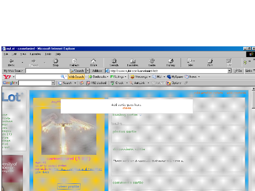 My screenshot - This is what I get when trying to add content to my profile