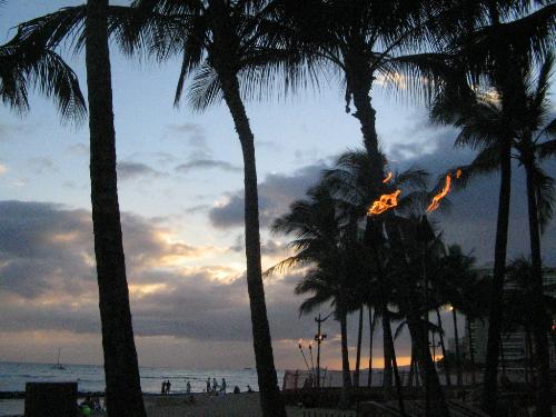 Dusk at Waikiki beach Hawaii - The view was fantastic.
