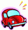a small red car with black tires with blue windows - a small red car with black tires with blue windows that looks like a volkswagon