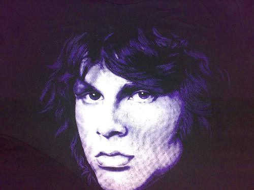 jim morrison - a photo of jim morrison printed in purple