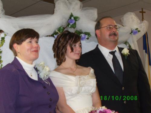 Bride with Mother and Dad - My daughter with mother and dad in the wedding chapel.