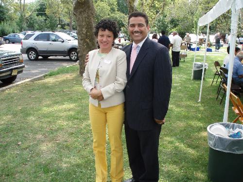 Gynnie Ann De Jesus and Jersey City Director of Fi - Every year, one of the departments in the Hudson County Meadow View Complex, in Secaucus, New Jersey holds a picnic, and invite all other county employees, within the complex, to participate.   I had the pleasure of meeting the Jersey City Director of the Fire Department. A fine Puerto Rican!!!